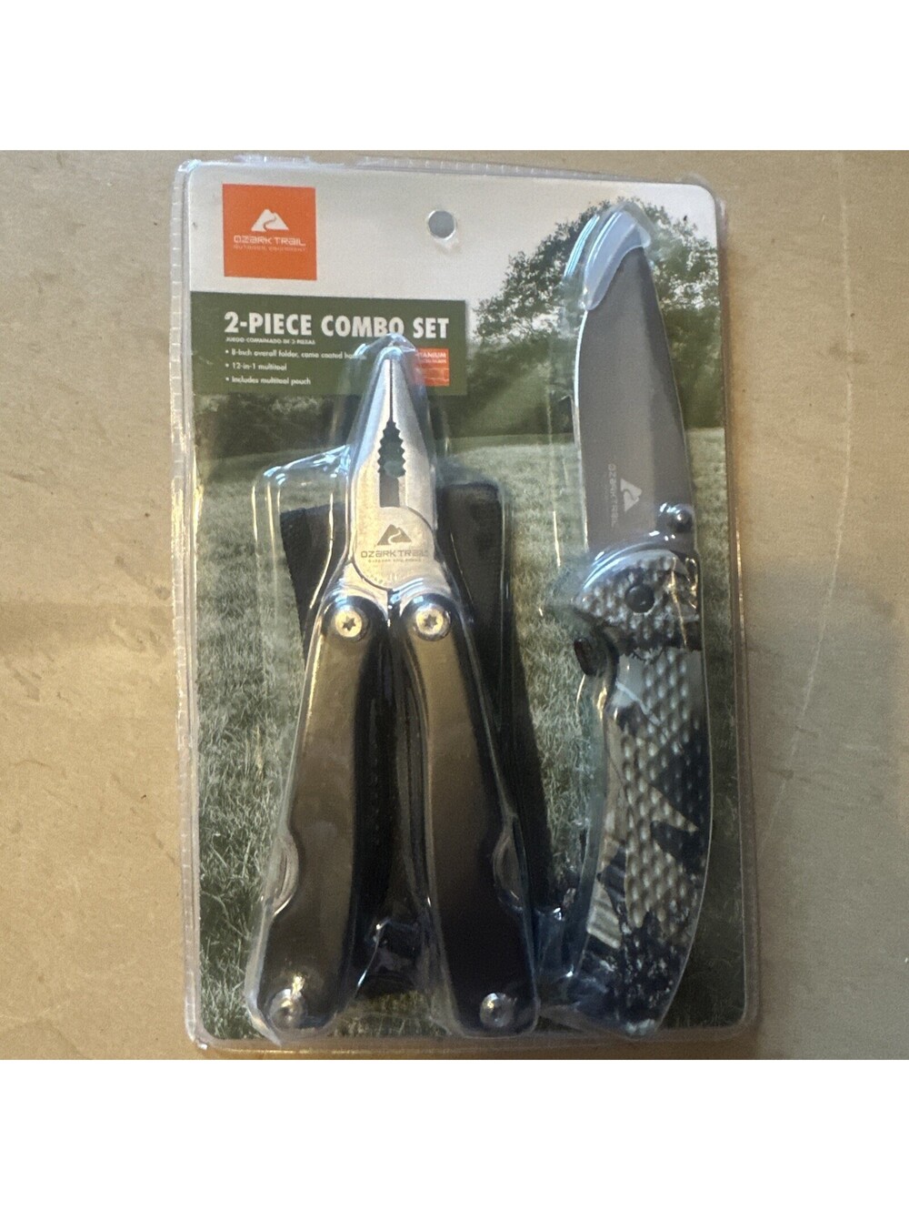 OZARK TRAIL Outdoor Hunting 2-Pc 8" Folder Camo Knife & 12-in-1 Multi-tool Combo